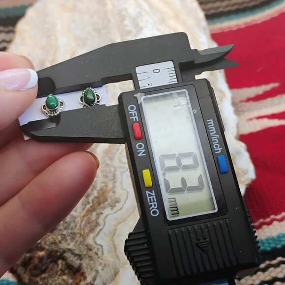 Sterling Silver Malachite Stud Earrings & Pendant Set Boho Dainty - Picture 5 of 10